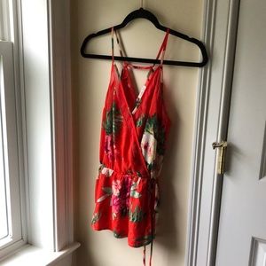 Red floral spaghetti strap